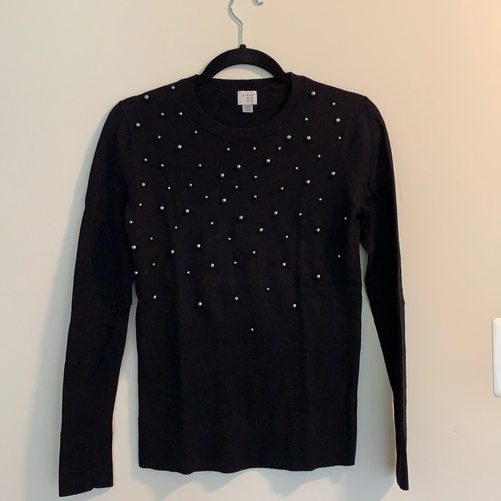 A New Day black sweater with pearls